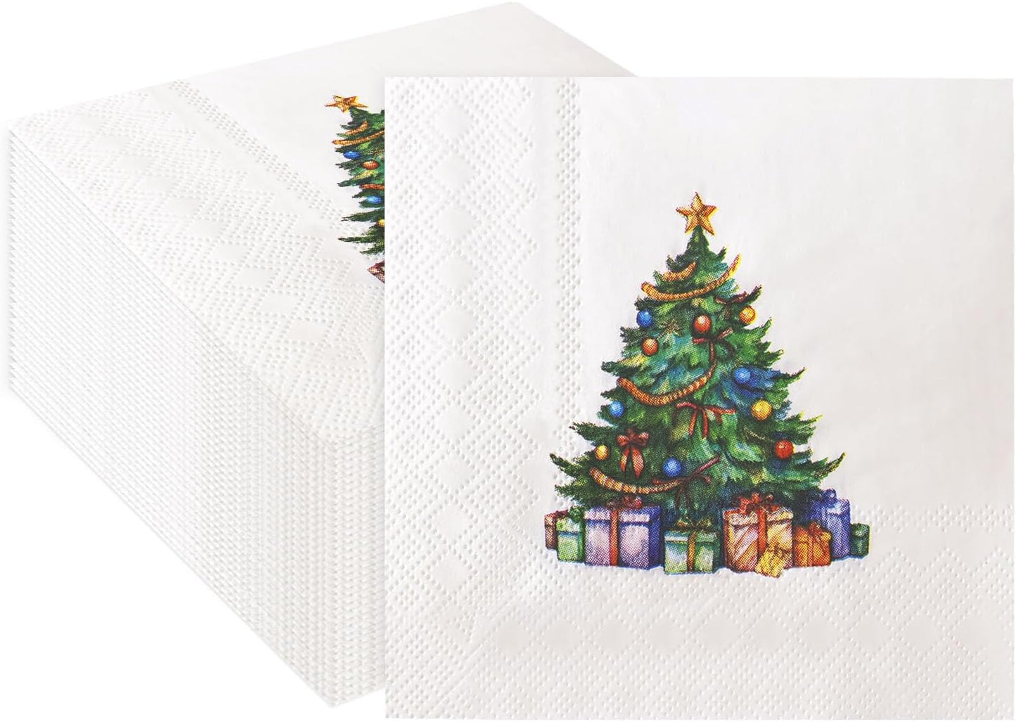 Christmas Tree Cocktail Napkins - 50 Pcs Disposable