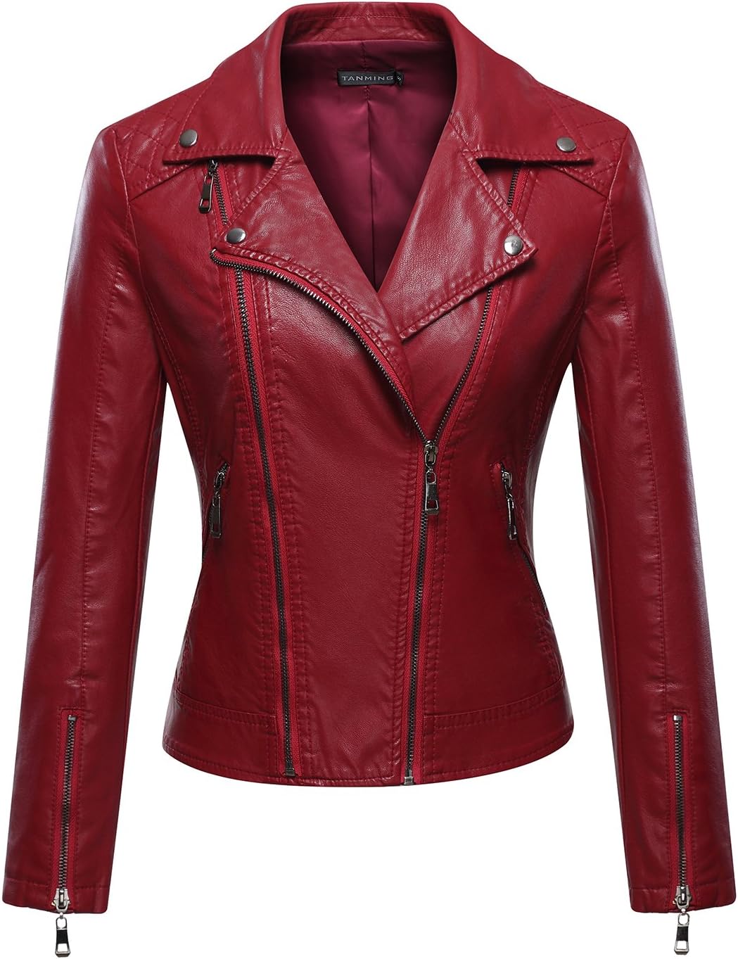 Tanming Women's Faux Leather Moto Biker Short Coat Jacket Review
