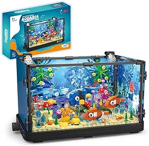 Mesiondy Fish Tank Building Block Set with Light for Kids