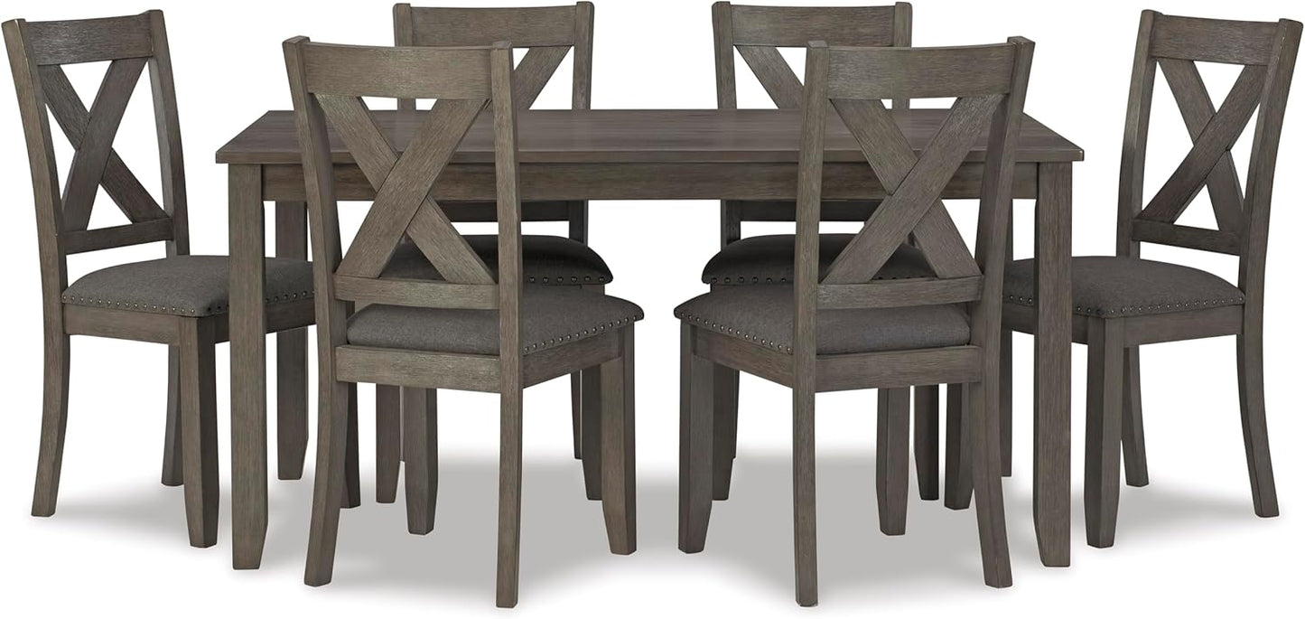 Caitbrook Rustic 7-Piece Dining Set with X-Back Chairs in Gray