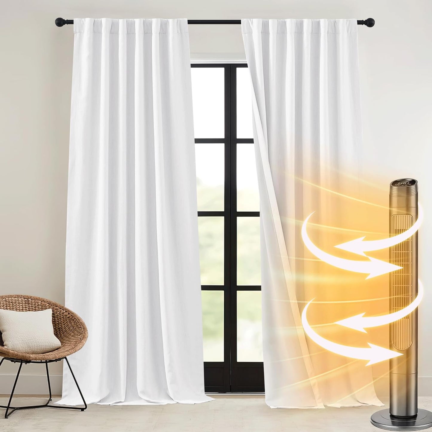 RYB HOME White Blackout Curtains - UV Protection, Thermal Insulated 52 x 96