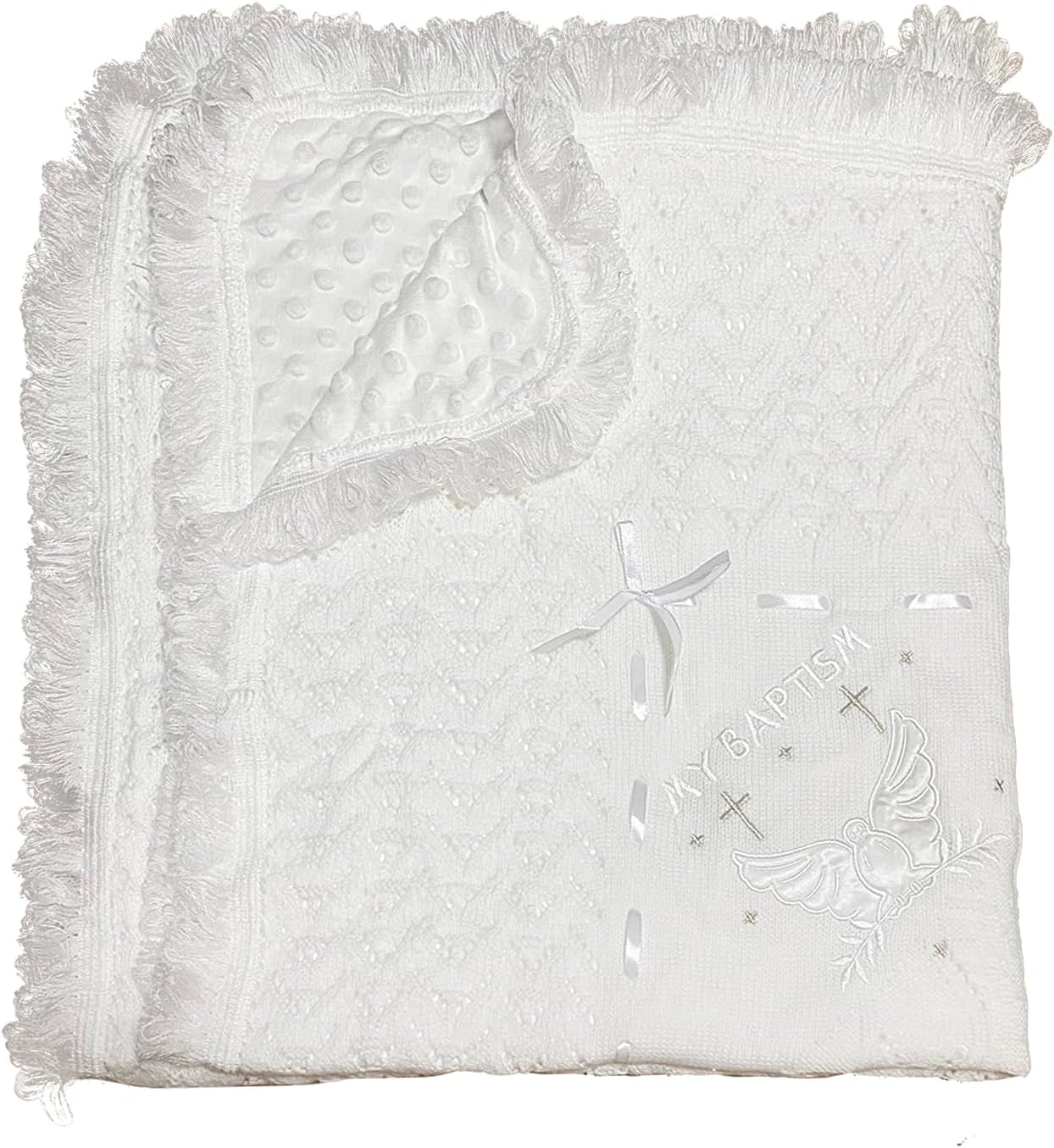 Baby Blanket for Boys Girls Baptism Christening Gifts Soft White