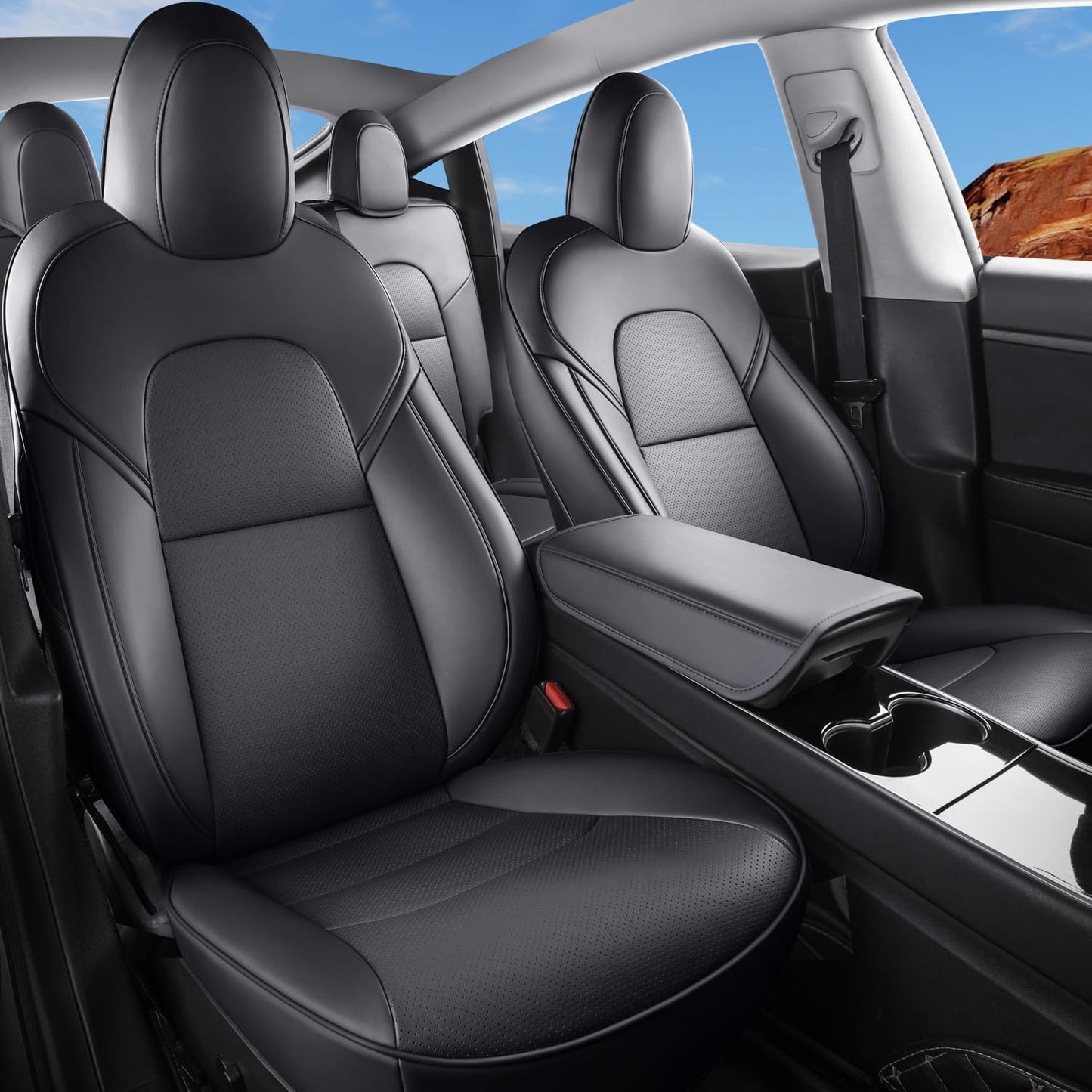 Tesla Model Y Nappa Leather Seat Covers for 2020-2024 Models
