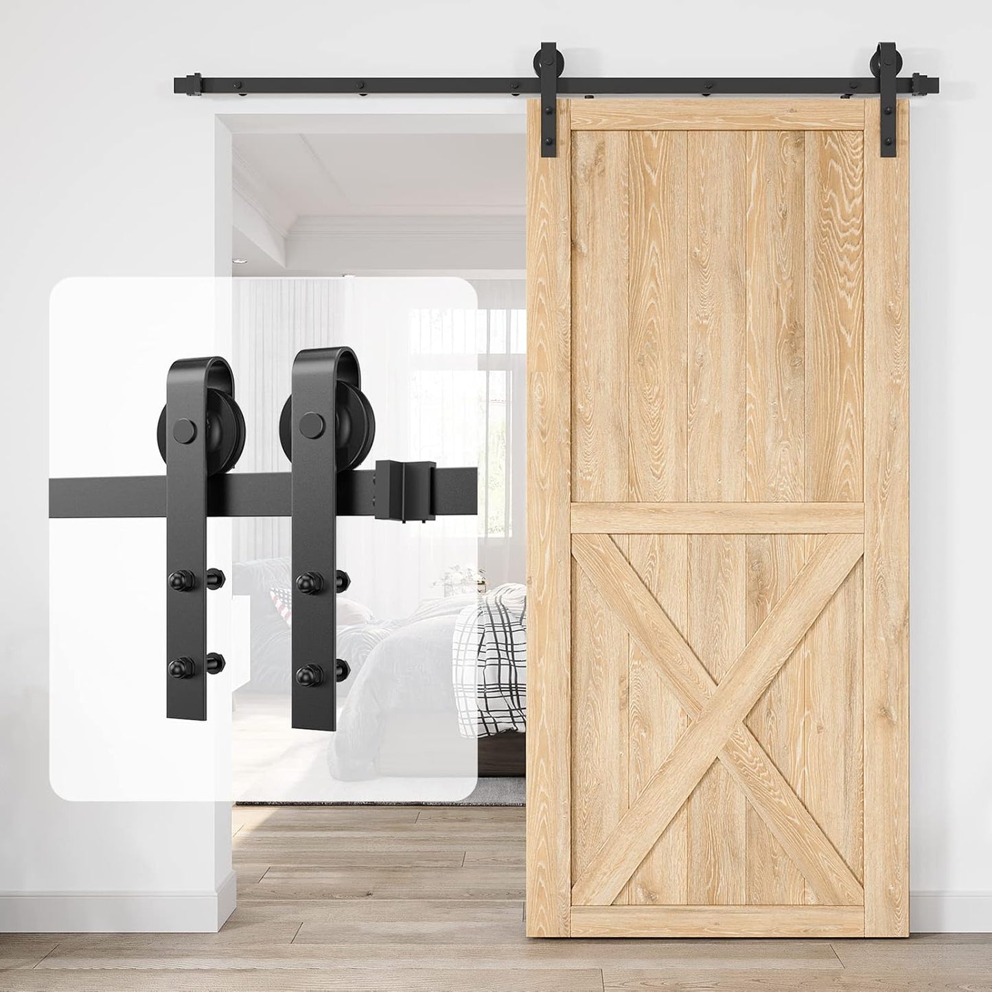 8ft Heavy Duty Sliding Barn Door Hardware Kit for Home Use