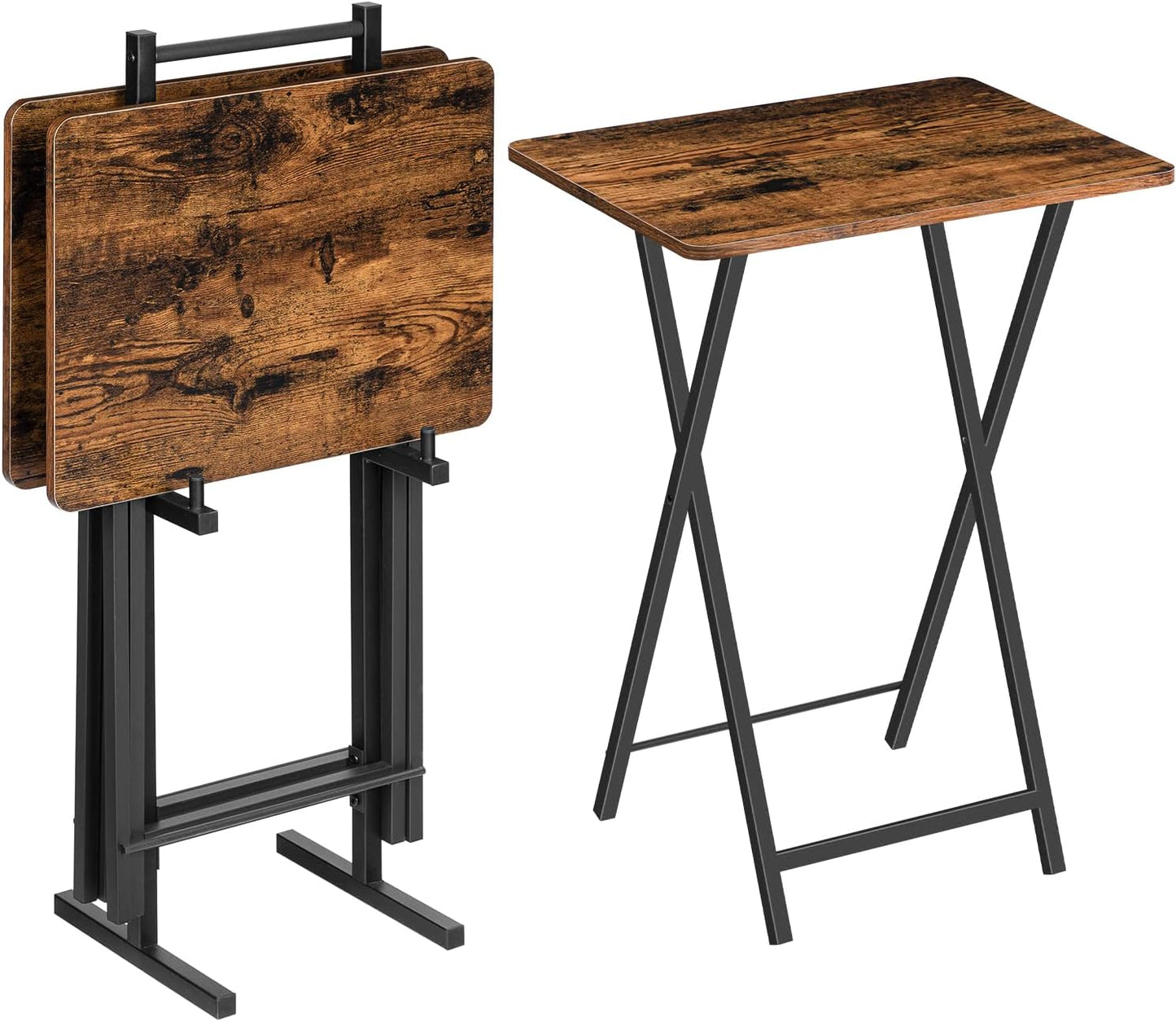 HOOBRO Folding TV Tray Tables Set - Space Saving & Durable