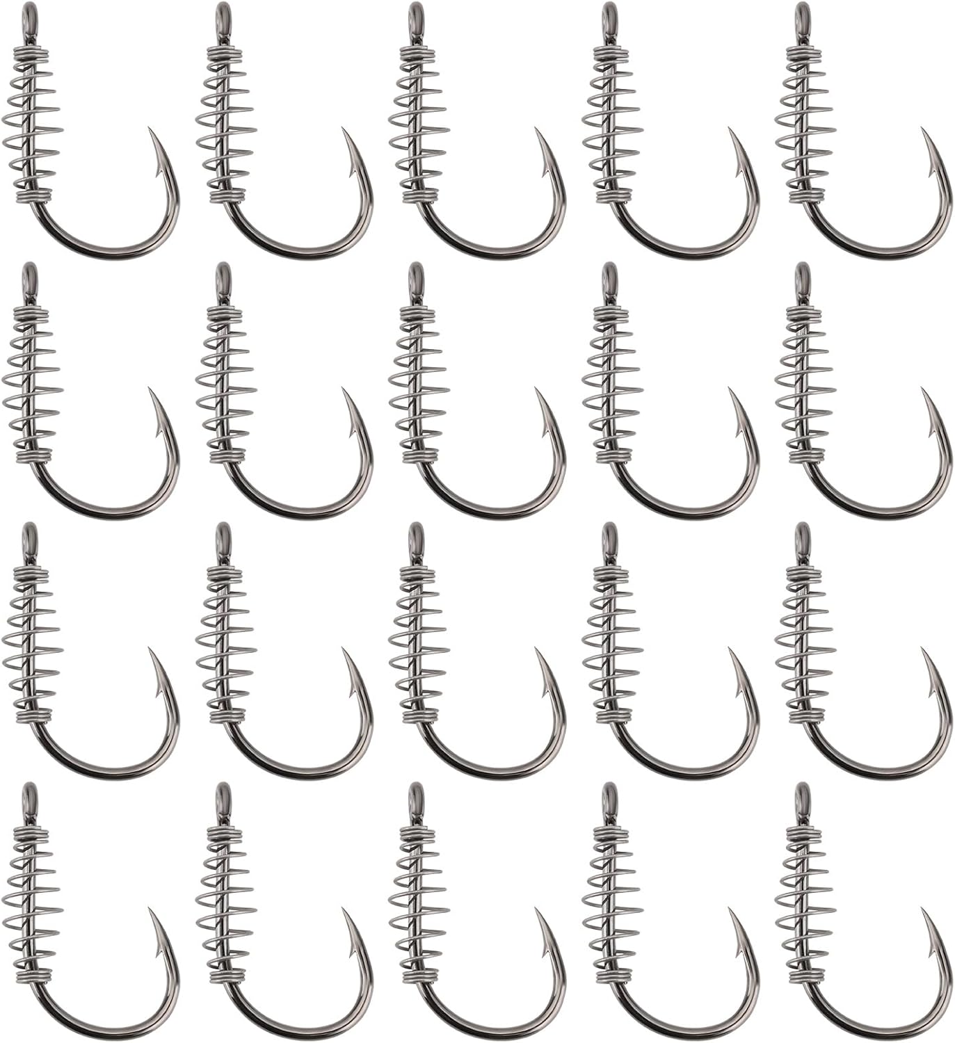 eMagTech 20Pcs Spring Fishing Hooks, High Carbon Steel, Barbed Swivel - Ideal for Power Bait Trout Carp