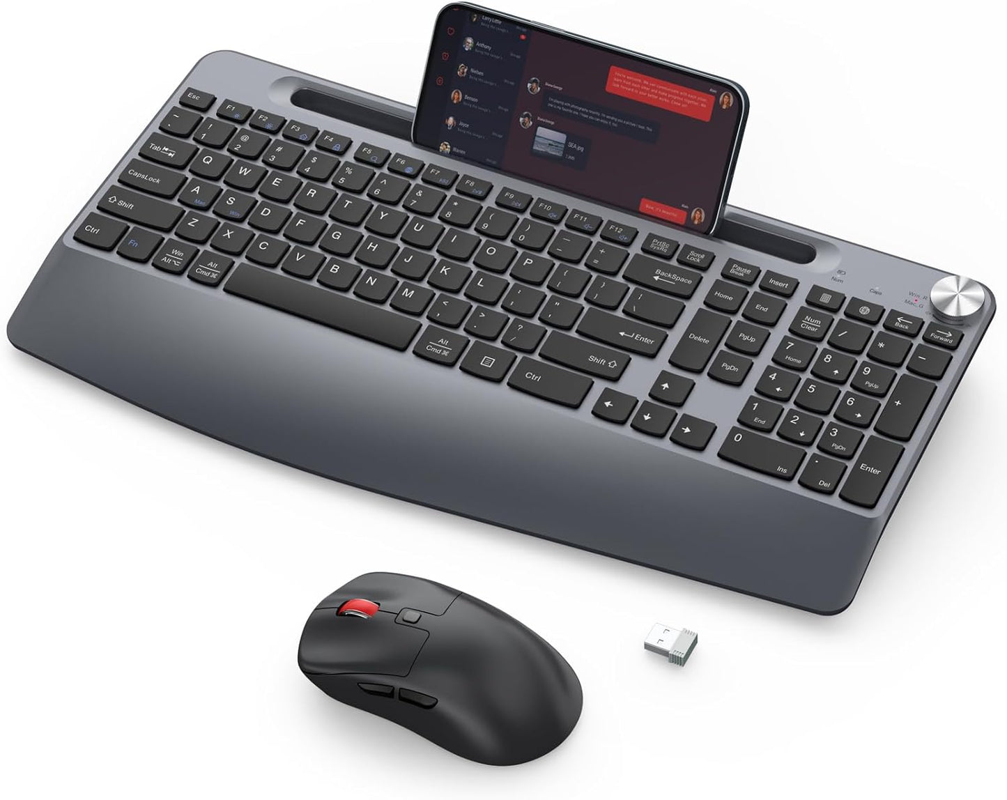 Ergonomic Wireless Keyboard and Mouse Combo with Wrist Rest
