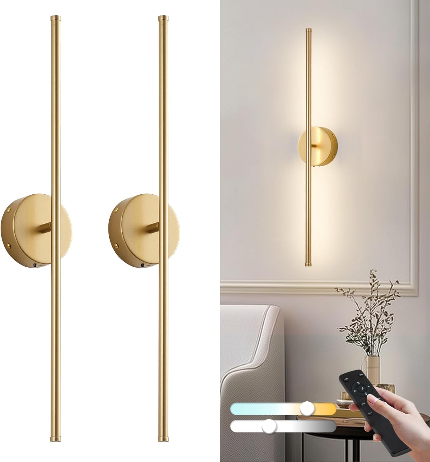 Removable Battery Operated Wall Sconces with Remote Control