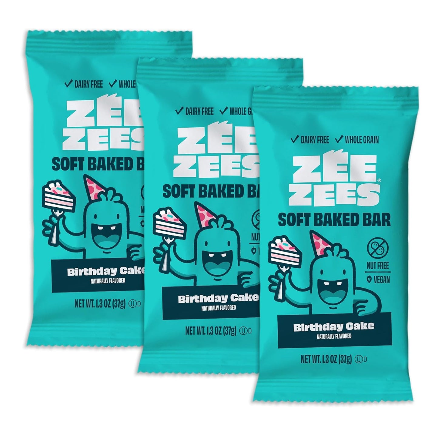 Zee Zees Birthday Cake Soft Baked Snack Bars, Nut Free Treats