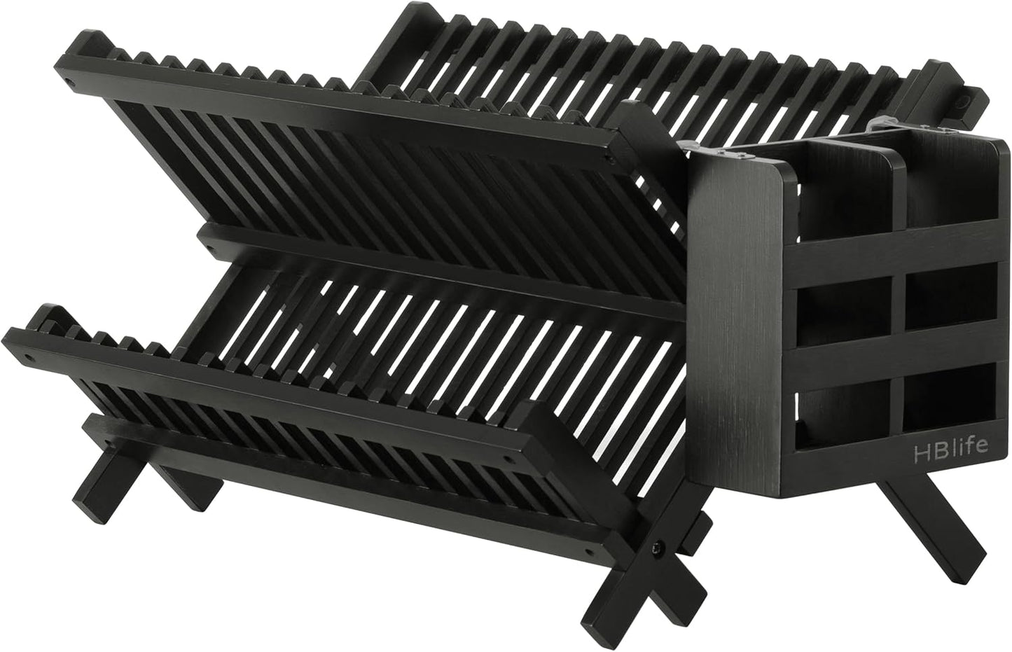 HBlife Collapsible Dish Rack - Stylish Bamboo 2-Tier Design