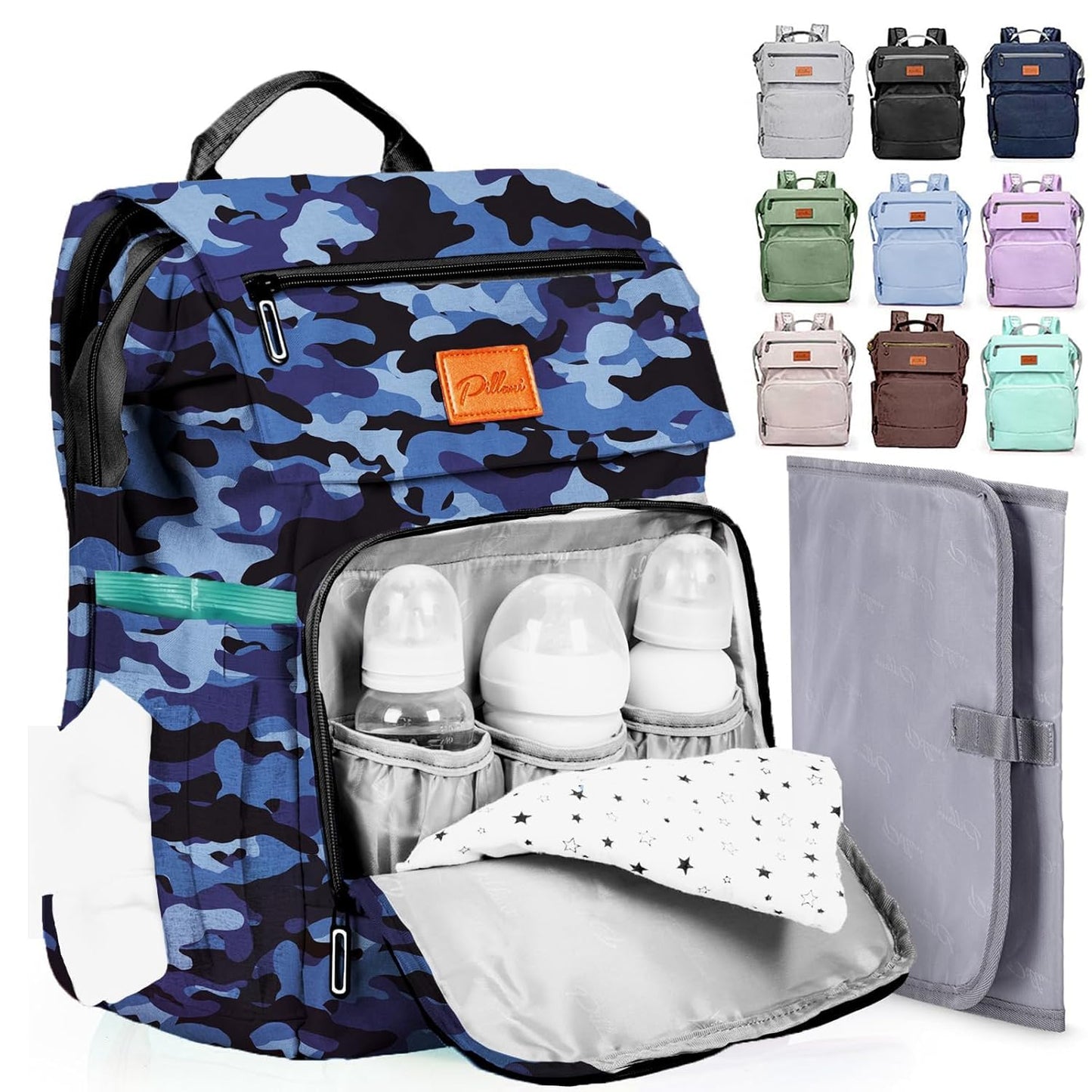 PILLANI Baby Diaper Bag Backpack - Large Waterproof Travel Bag