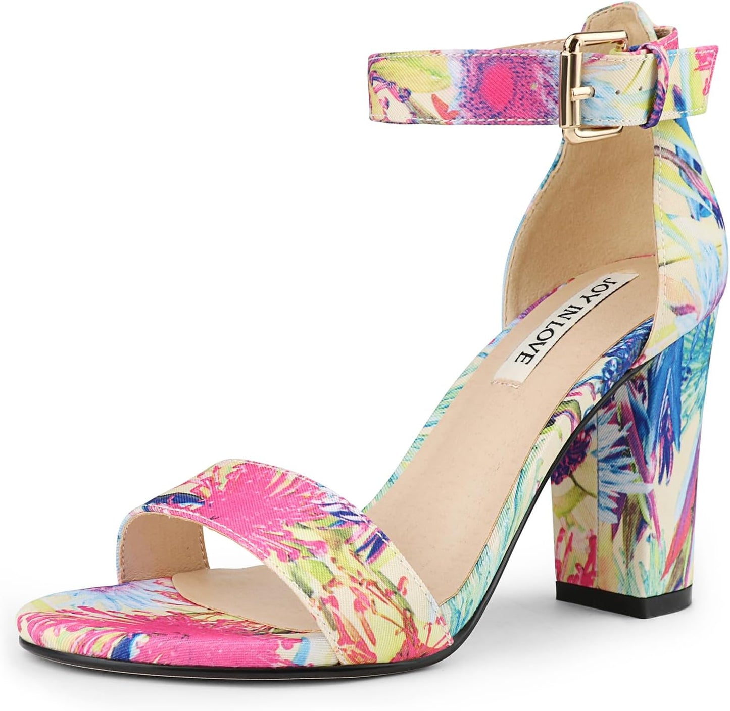 JOY IN LOVE Womens Chunky Block High Heels Ankle Strap Sandals