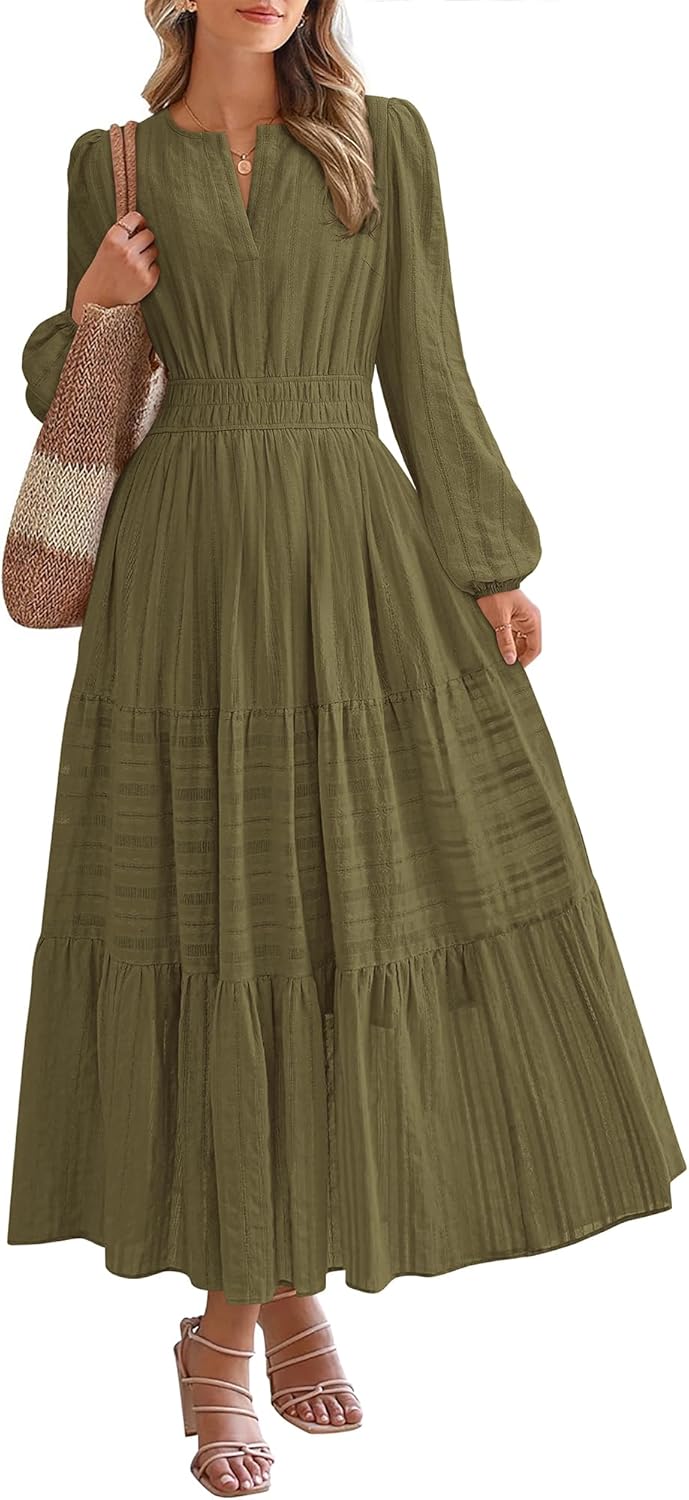 BTFBM Fall Dresses for Women 2025 Casual Long Sleeve Maxi