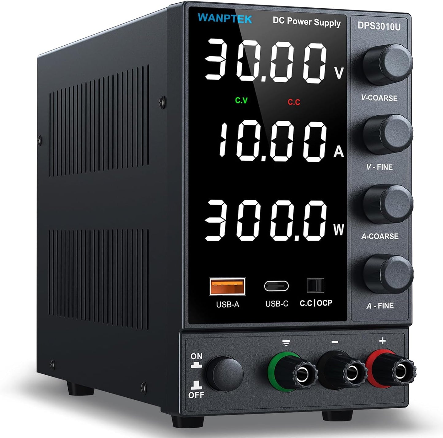 WANPTEK Power Supply: Precision Control 0-30V 0-10A, Quick-Charge, OCP