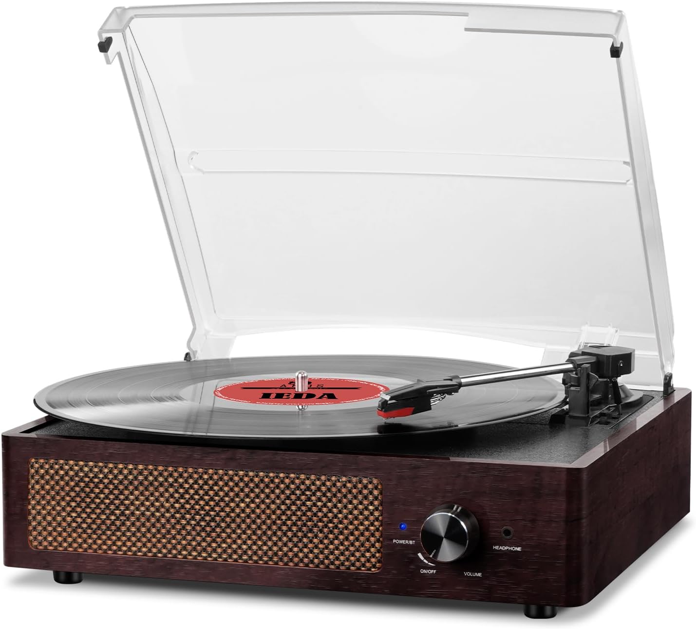 Vinyl Record Player with Bluetooth & Stereo Speakers for Home