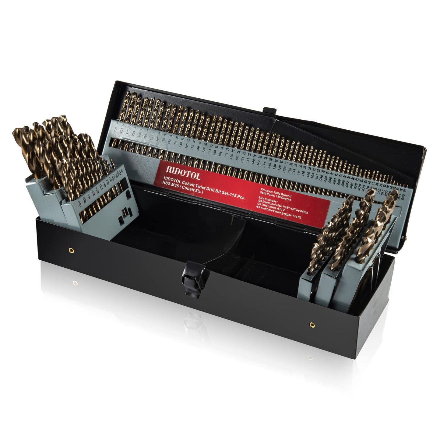 Cobalt Drill Bit Set 115 PCS for Metal, Wood, and Plastic