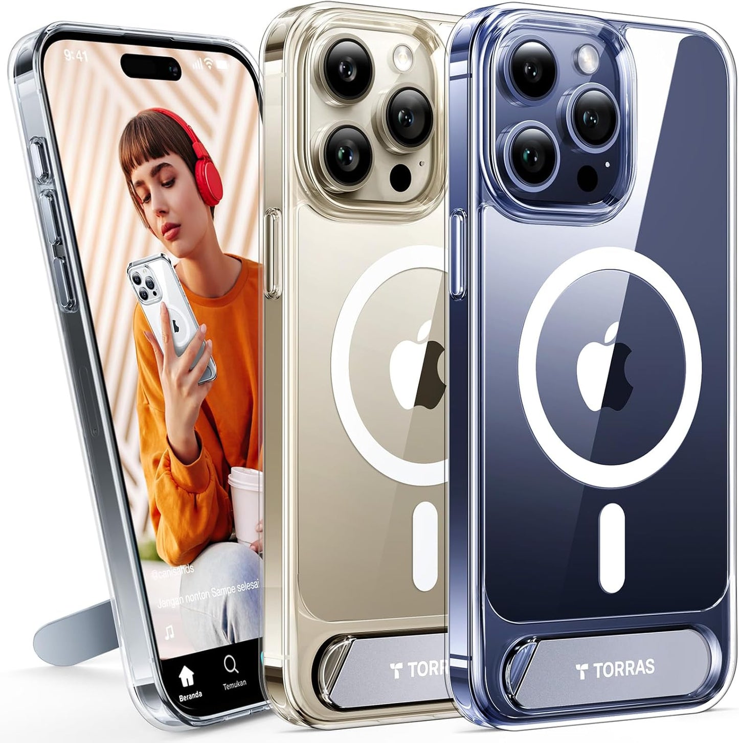 TORRAS iPhone 15 Pro Max Case with Strong Magnetic Kickstand