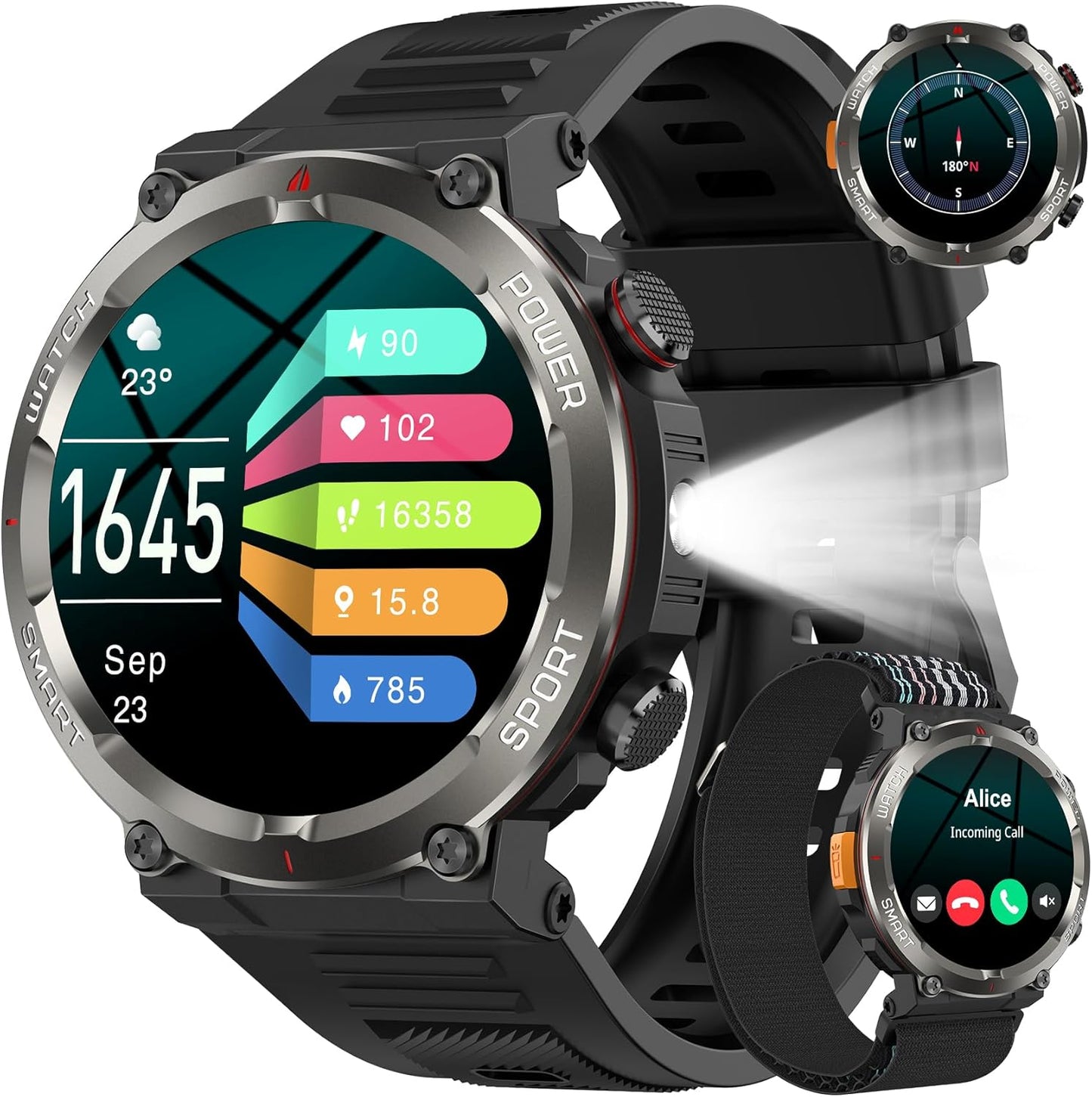 Military Smart Watch for Men with 100 Days Battery Life