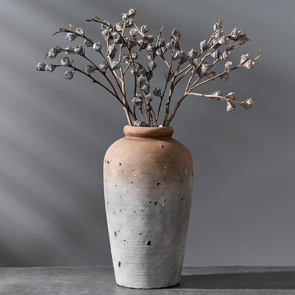 Large Ceramic Rustic Vase for Home Decor and Table Decoration