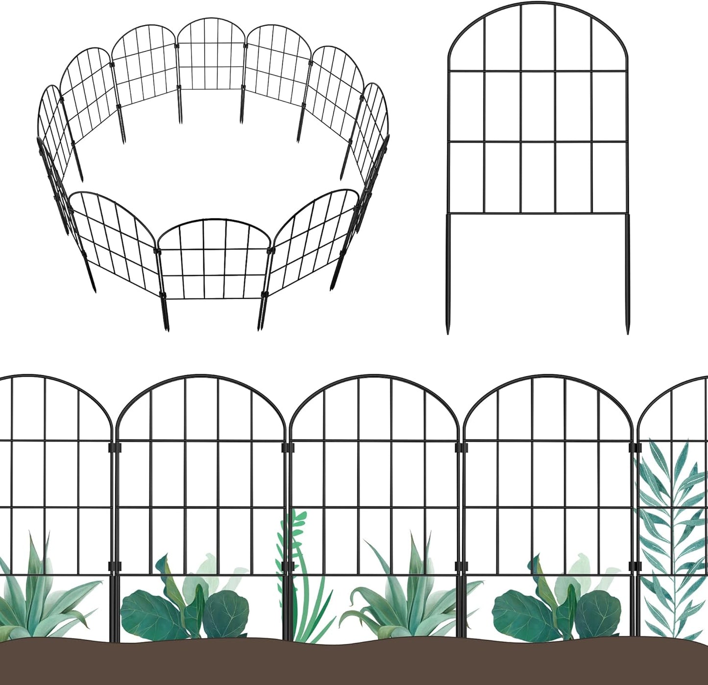 Rustproof Metal Garden Fence Set - Easy No Dig Installation & Animal Barrier Protection!