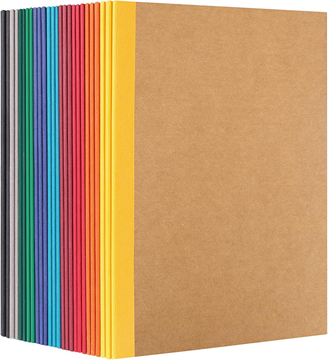 26 Pack A5 Kraft Notebooks with Rainbow Spines