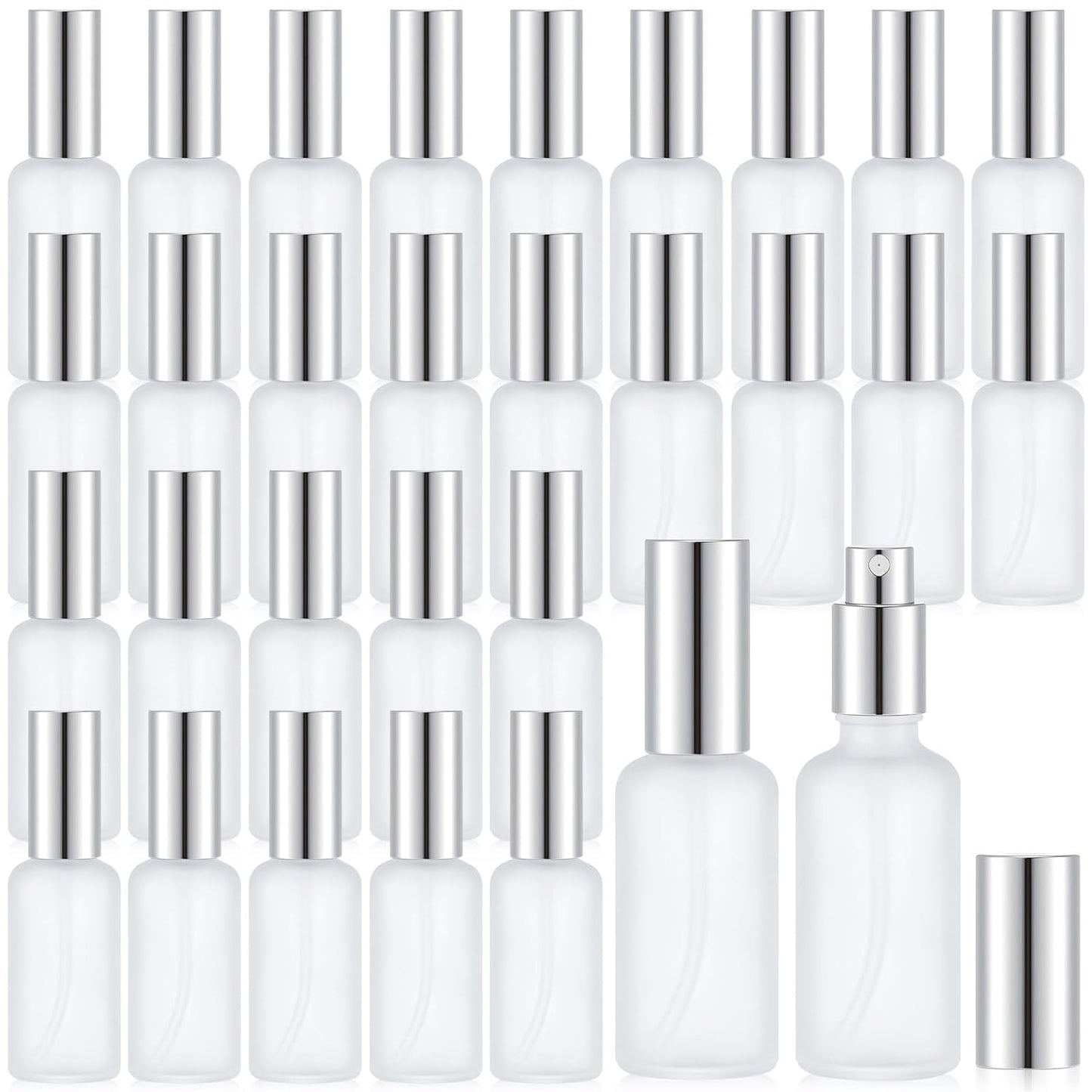 30 Pcs Silver Glass Spray Bottles for Perfume and Travel