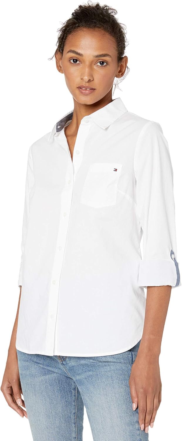 Tommy Hilfiger Women's Solid Button Collared Shirt Review