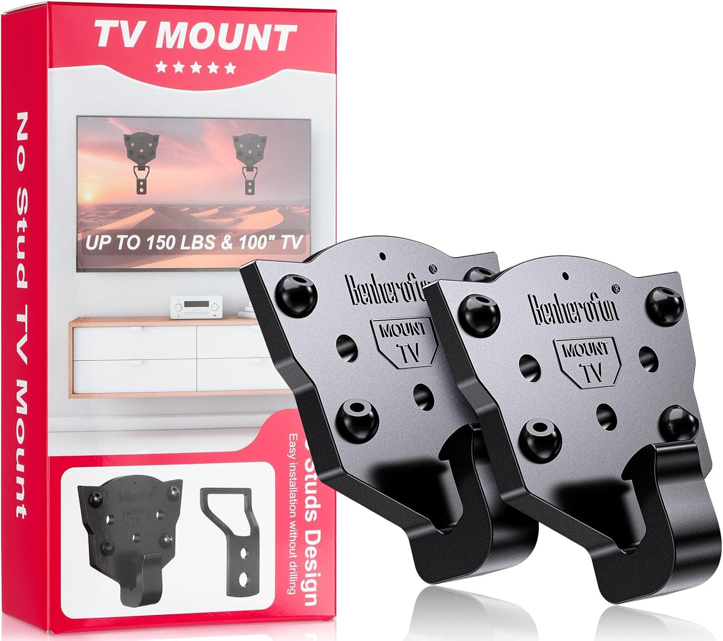 TV Wall Mount with No Drill Installation for 26-100 inch TVs