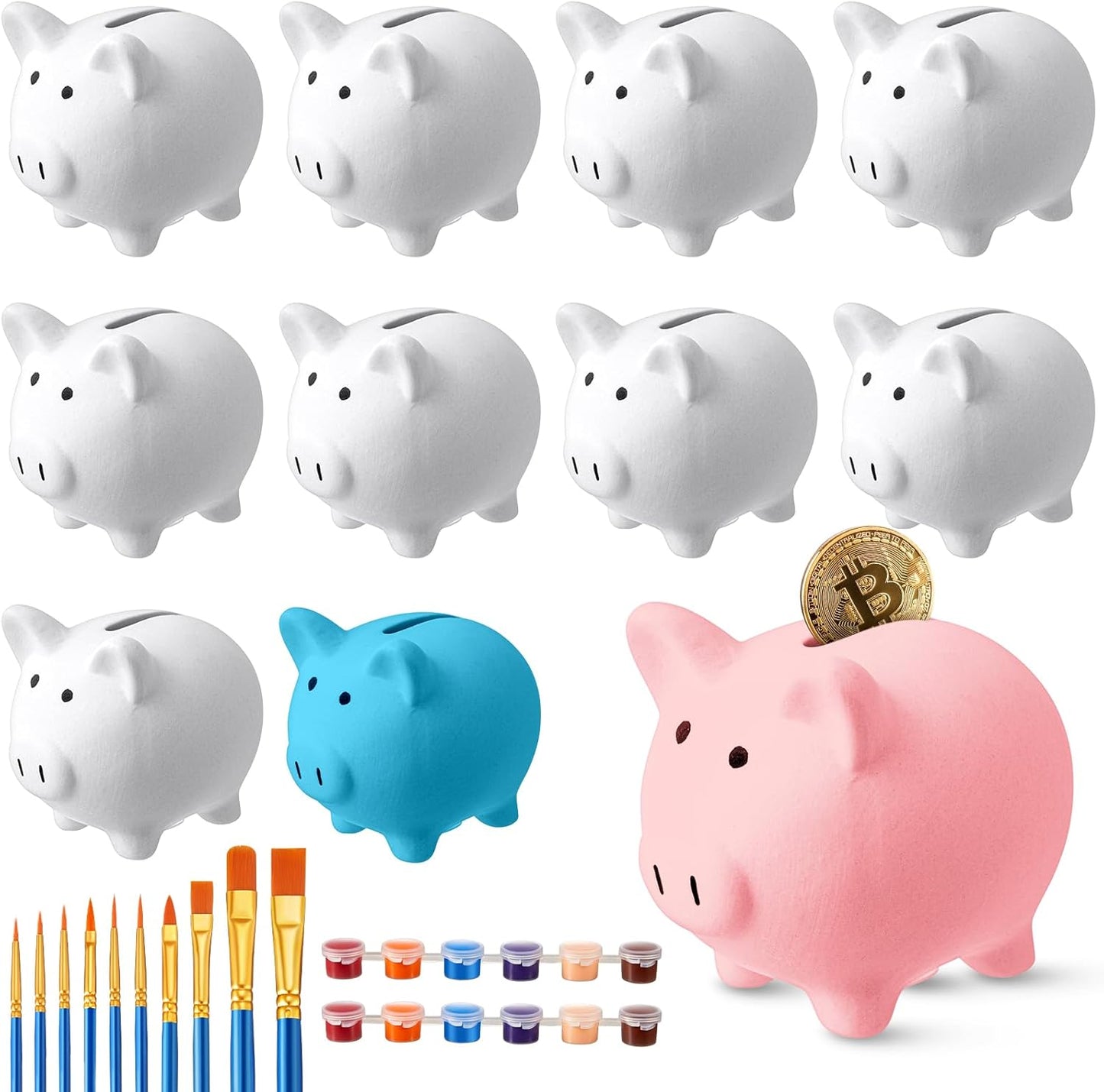 12 Pcs DIY Ceramic Piggy Banks for Creative Kids Aged 8