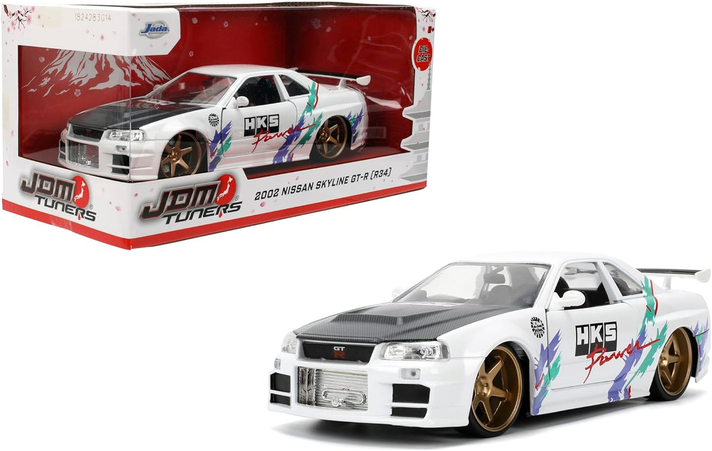 Jada Toys 1:24 Nissan Skyline GT-R Die-Cast, Detailed Interior, Rubber Tires - Collectible!