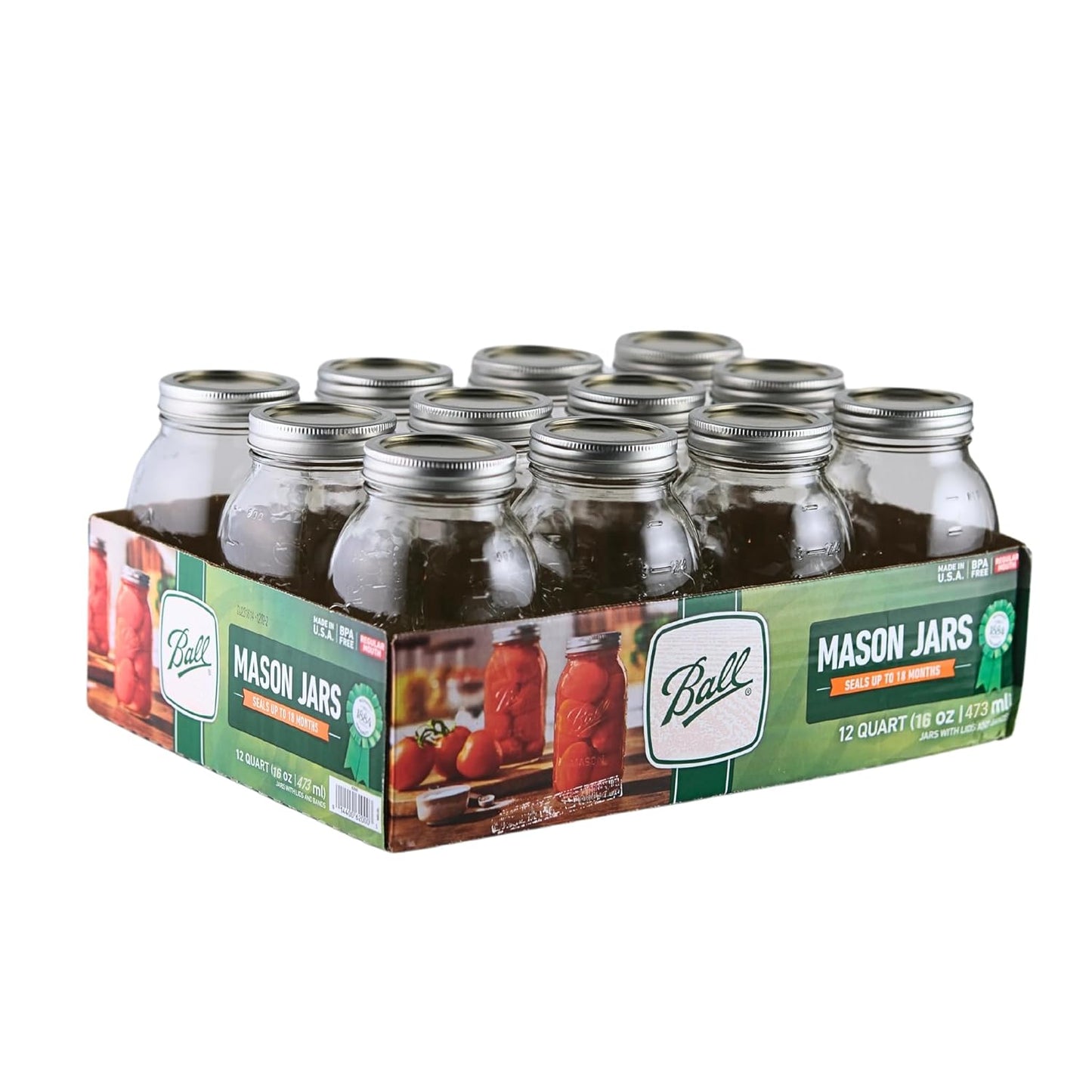 16oz Regular Mouth Jars with Lids & Bands for Food Storage