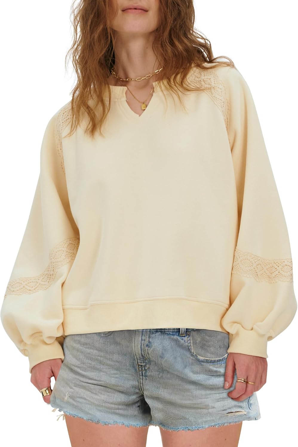 Cozy V Neck Embroidered Sweatshirt