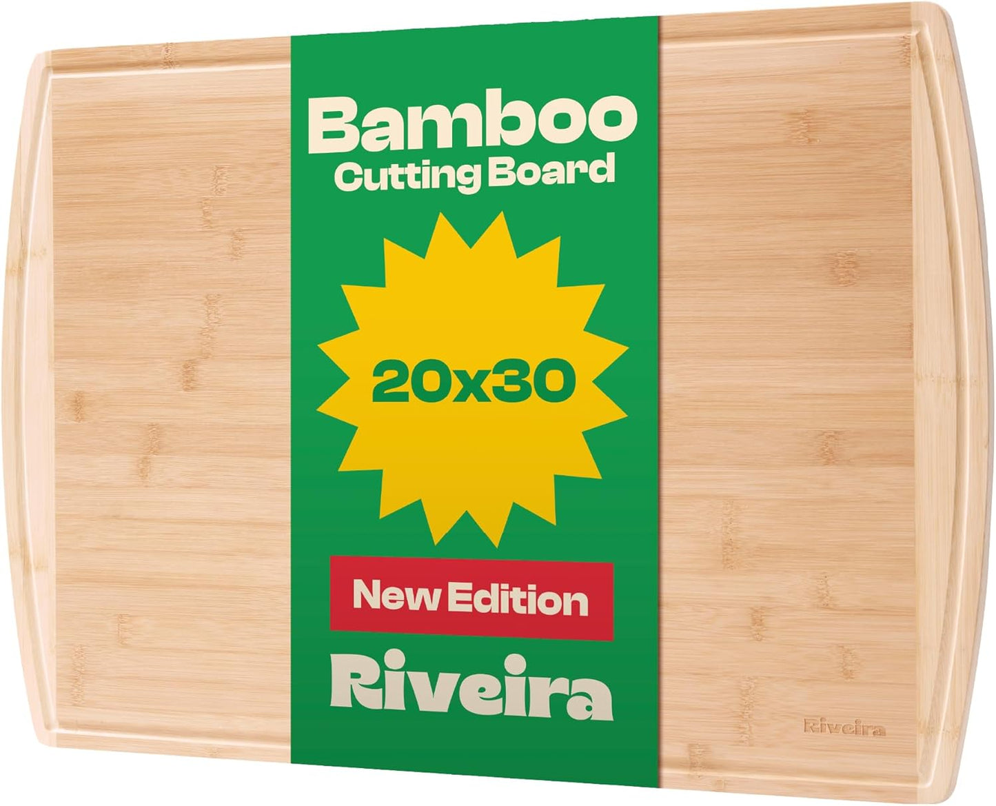 Riveira Two Tone Bamboo Wood Cutting Board for Kitchen Use