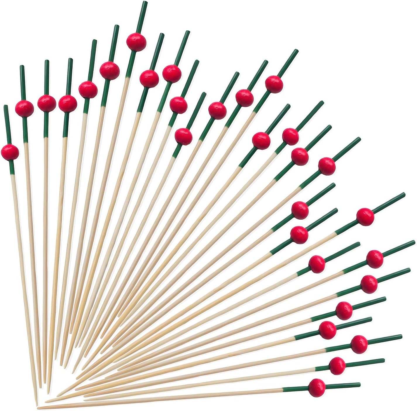 100 Red Christmas Bead Cocktail Picks, Festive Party Decor