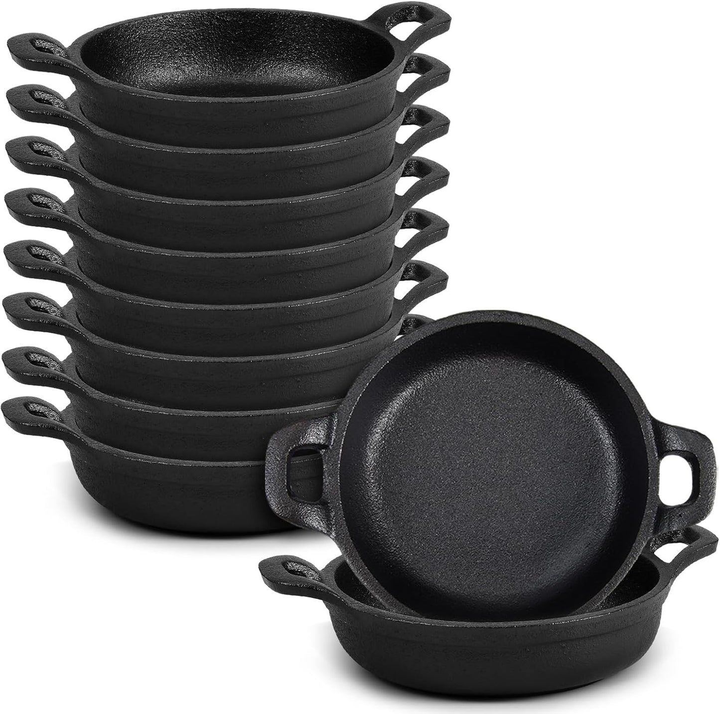 10 Pack Mini Cast Iron Skillets for Versatile Cooking Needs