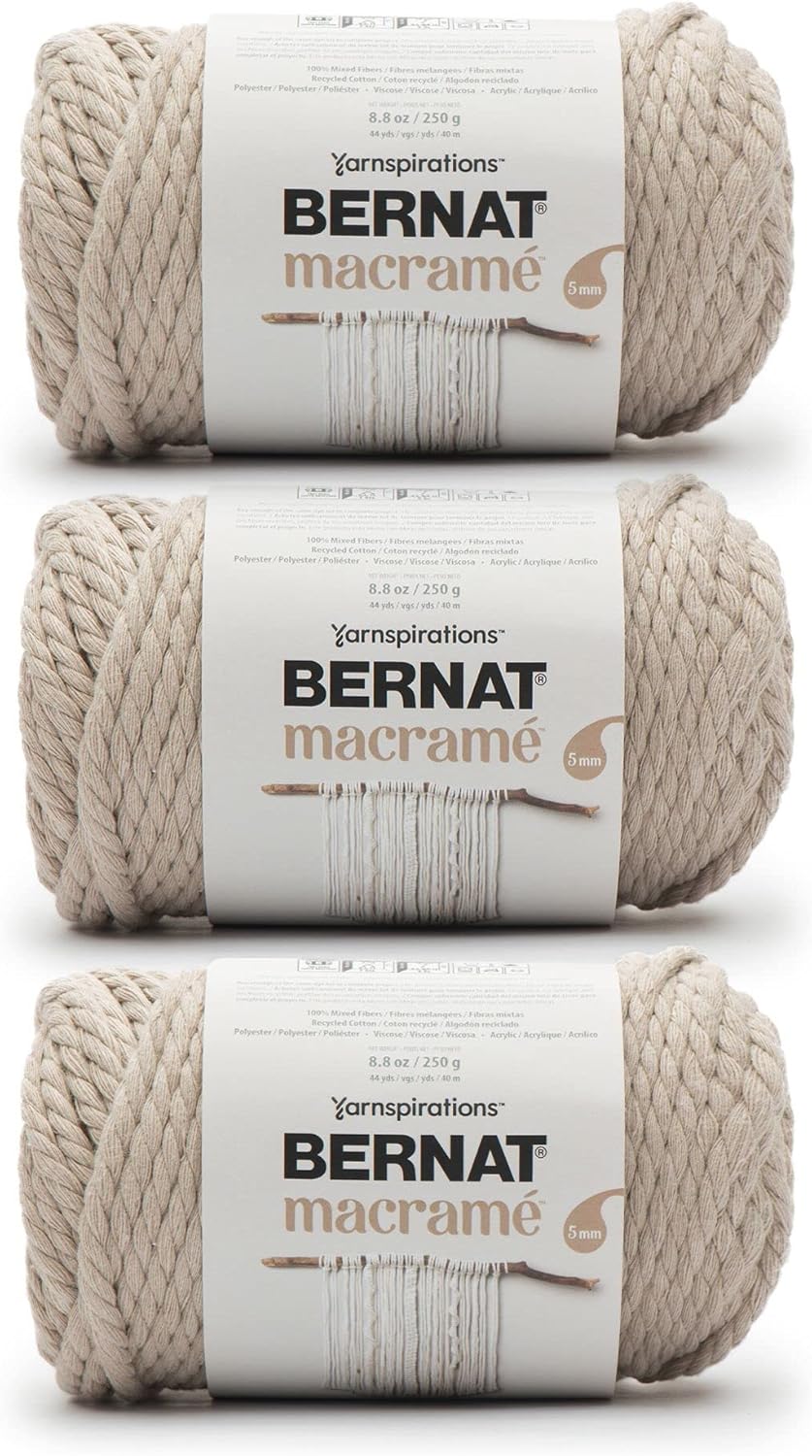 Bernat Macrame Taupe Yarn - Perfect for Knitting & Crafts