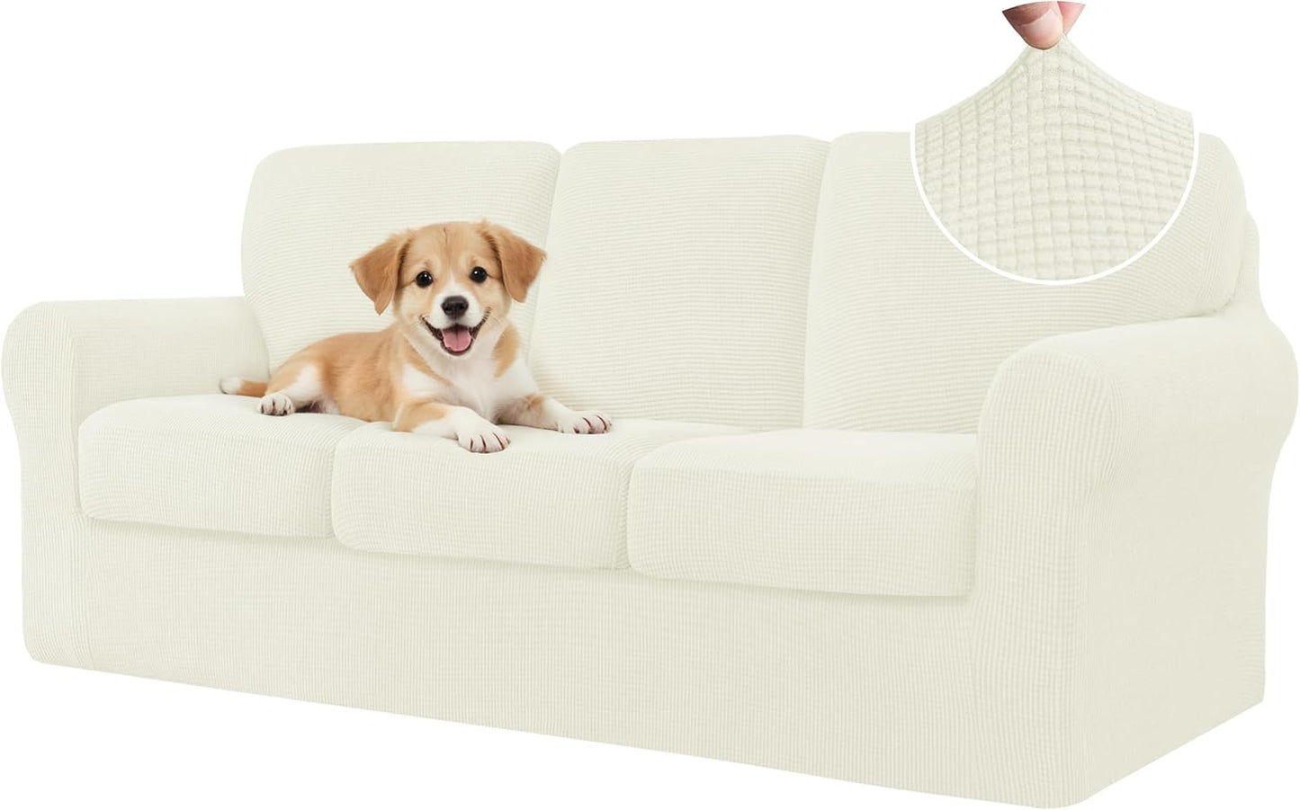 CHUN YI 7 Piece Couch Covers for Large 3 Cushion Sofas