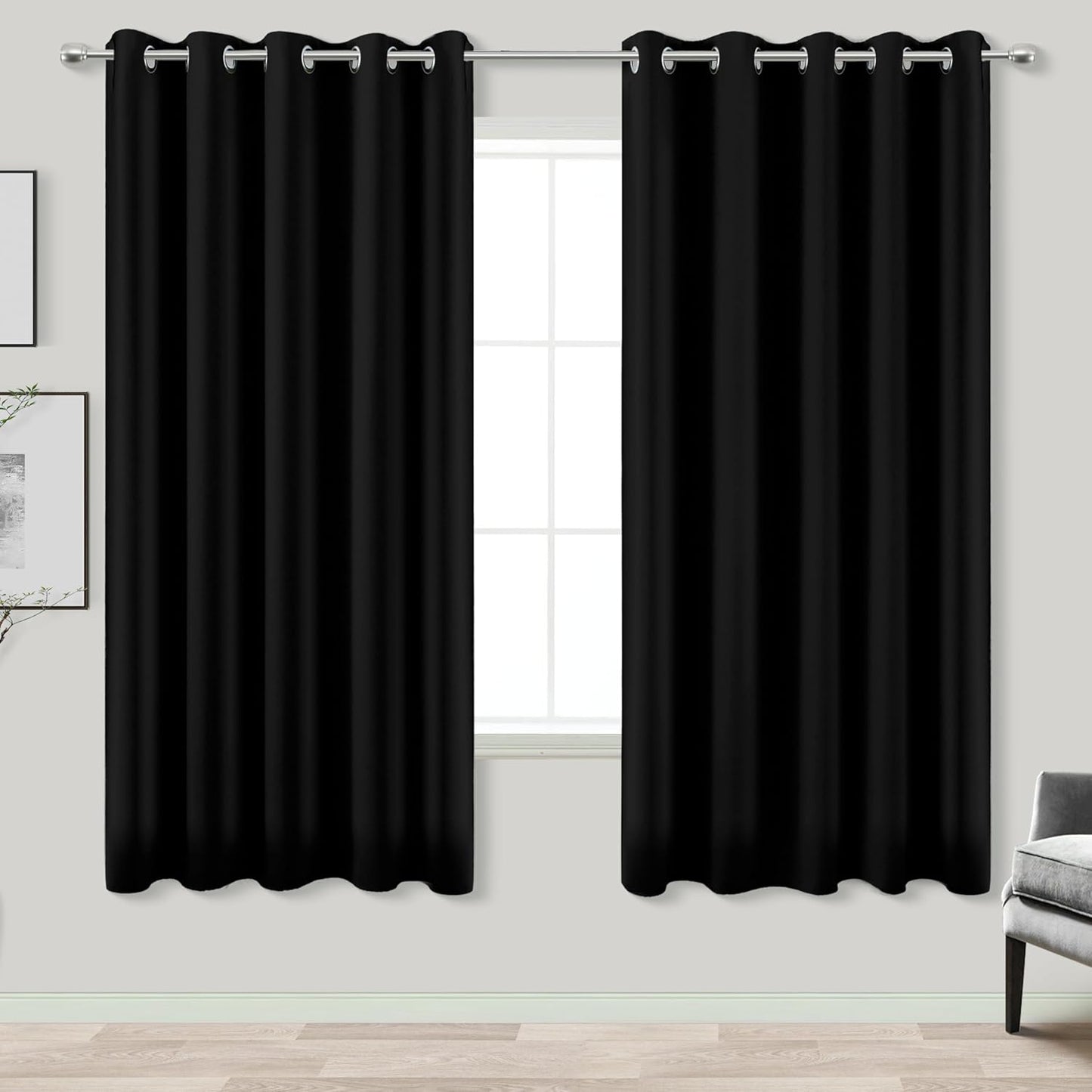 KOUFALL Blackout Curtains 63x72 - Room Darkening Privacy Solution