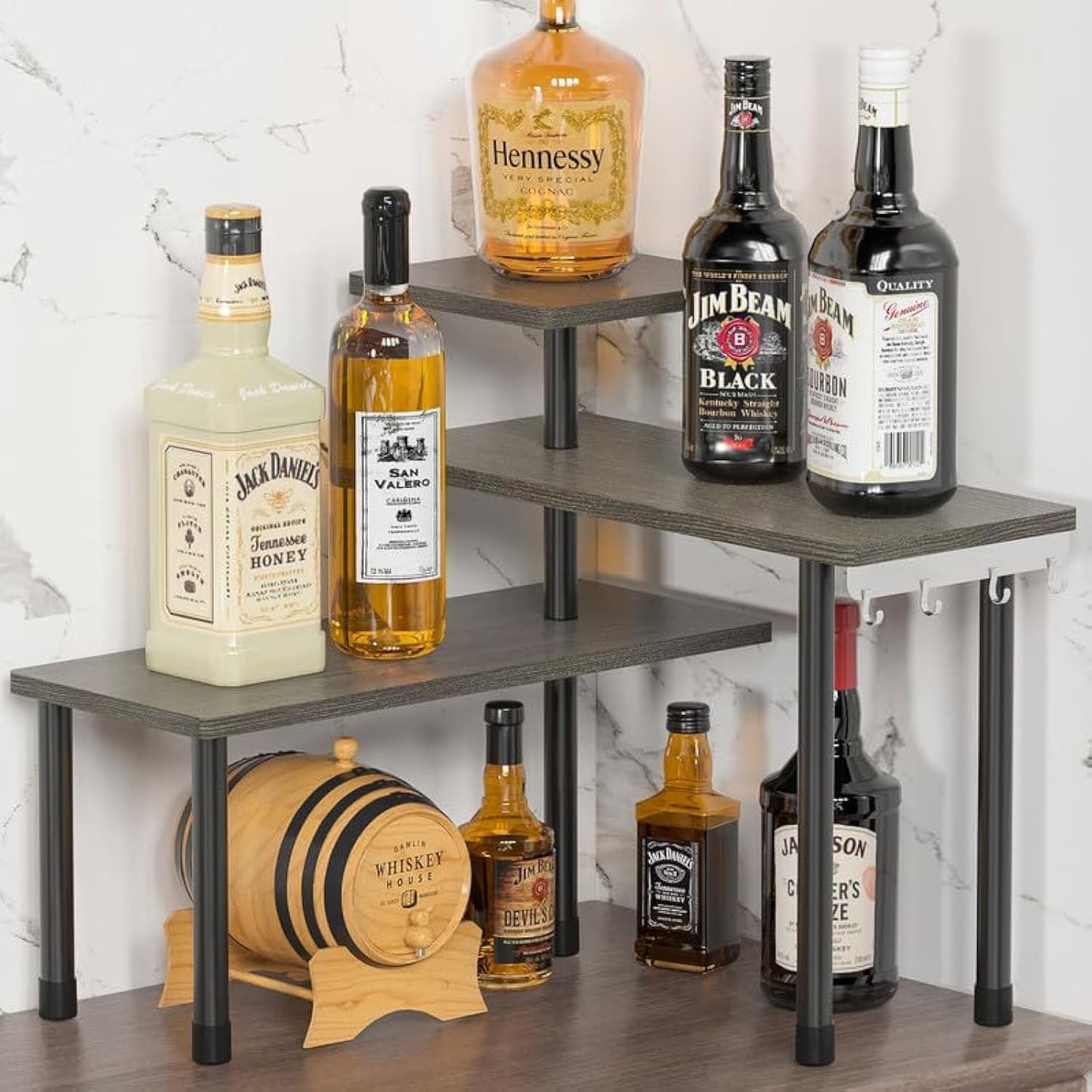 Adjustable 3 Tier Corner Shelf Organizer for Kitchen & Bathroom