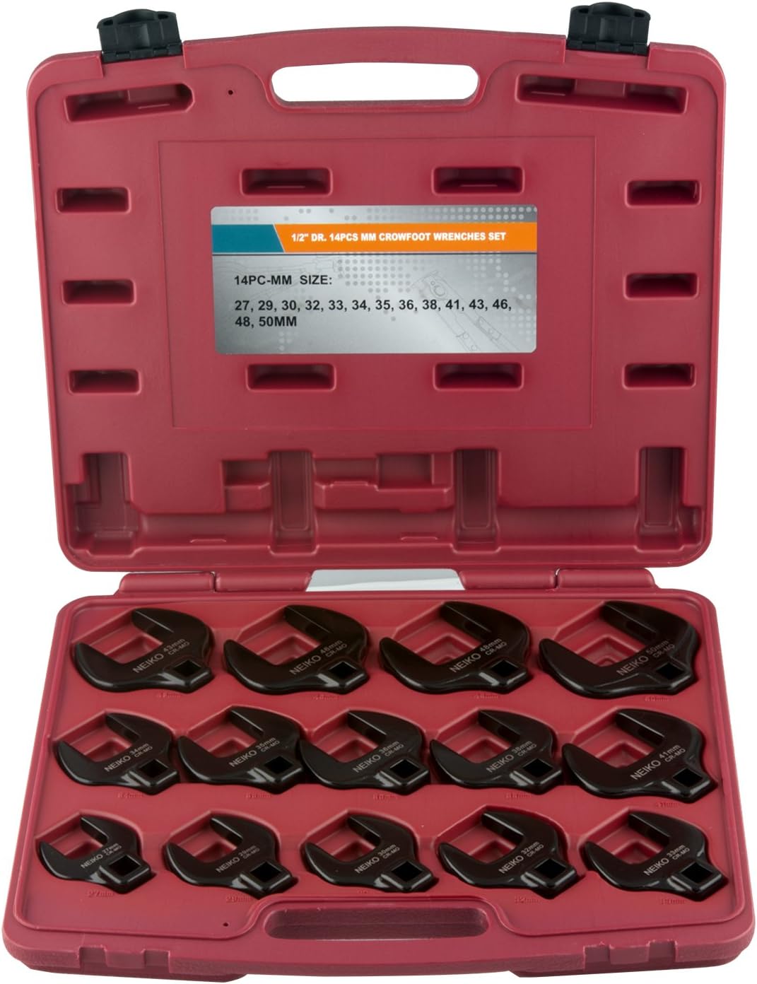 NEIKO 12 Drive Jumbo Crowfoot Wrench Set - 14 Piece Metric Set