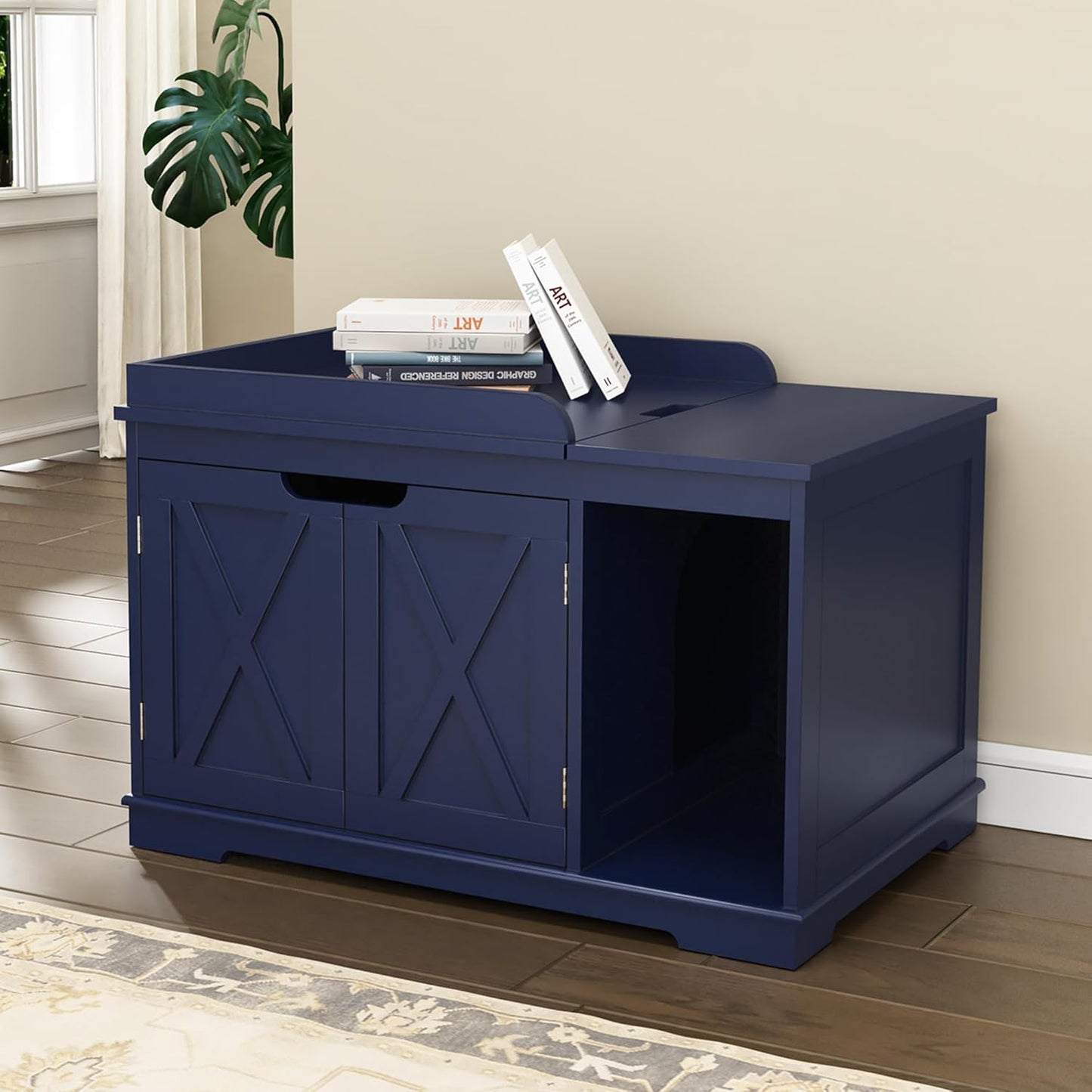 PUPETPO Flip Top Cat Litter Boxes Enclosure for Modern Homes