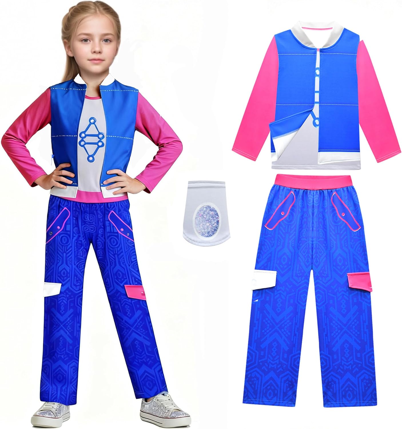 Kids Girls Zombies Outfits 4Pcs Cheerleader Uniform for Halloween