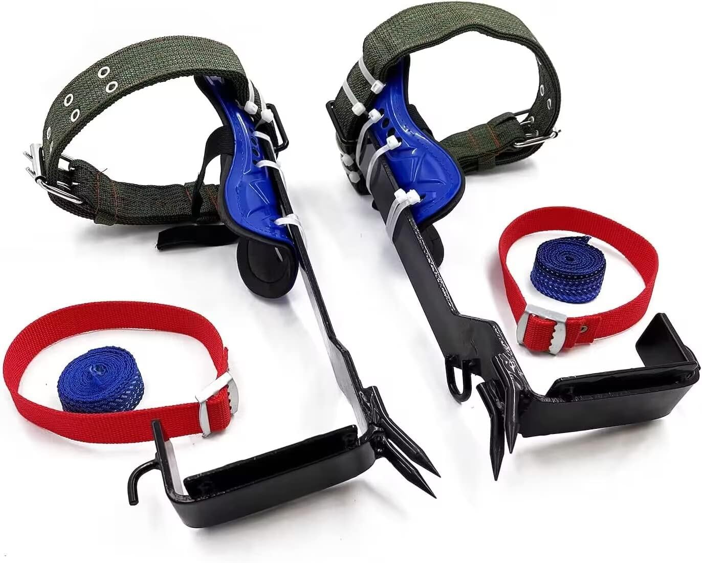 XKMT Tree Climbing Spike Set | Adjustable Safety Belt | 2 Gears Rescue Rope | Black