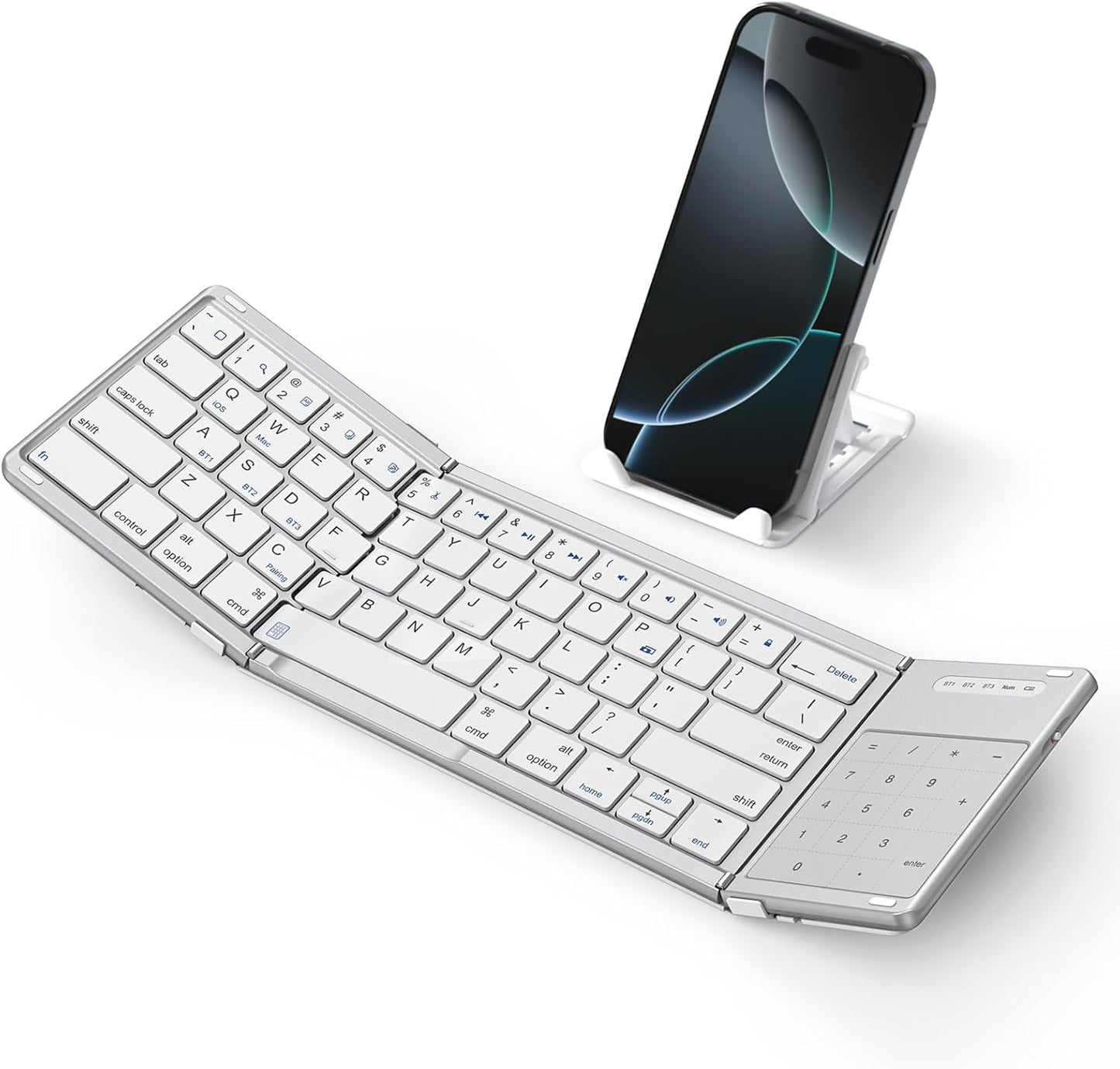SODI Foldable Bluetooth Keyboard - Portable Touchpad & Phone Holder