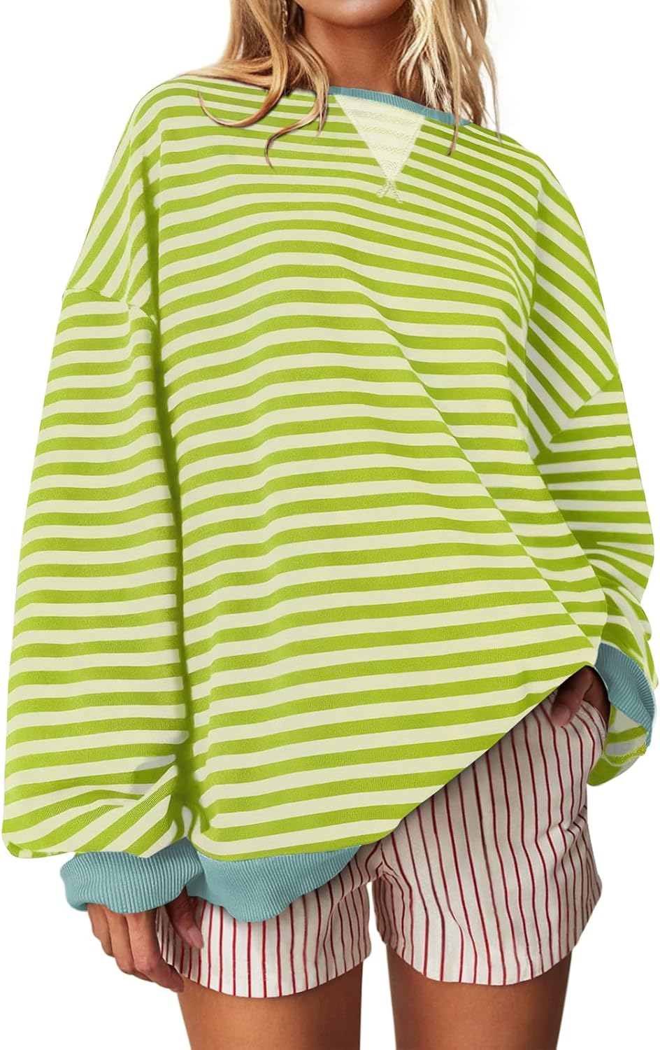 Comfortable Oversized Striped Sweatshirt