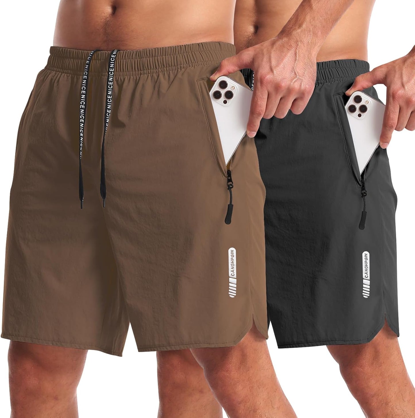 CANGHPGIN Mens Workout Athletic Shorts 7 inch Quick Dry Design