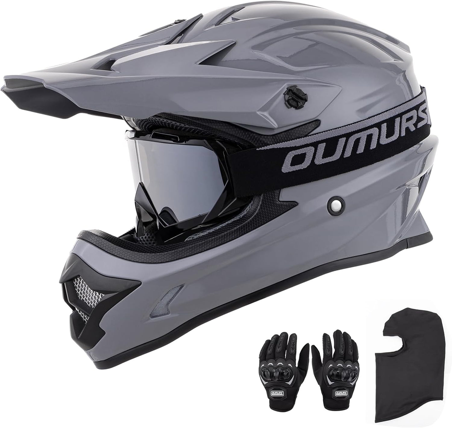 Adult ATV Dirt Bike Helmet with Goggles, Gloves & Mask for Safety