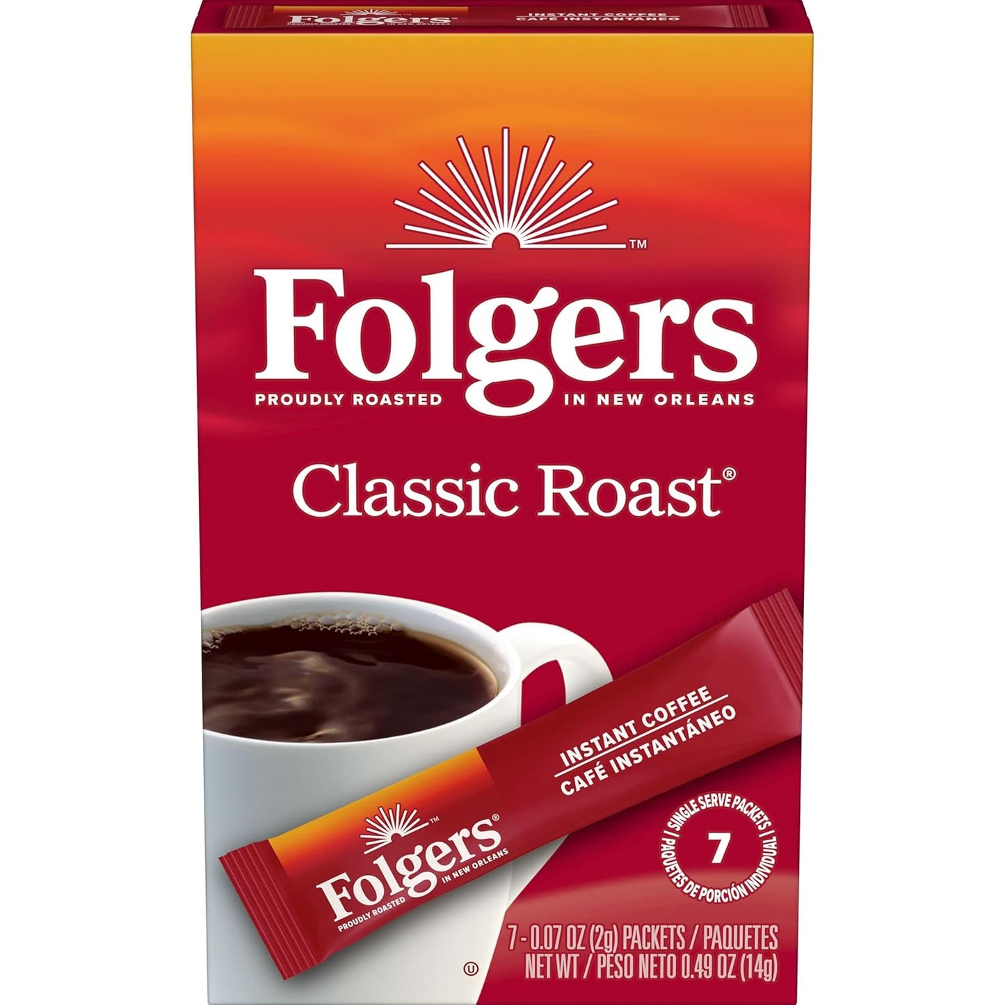 Folgers Instant Coffee Crystals - 7 Convenient Servings