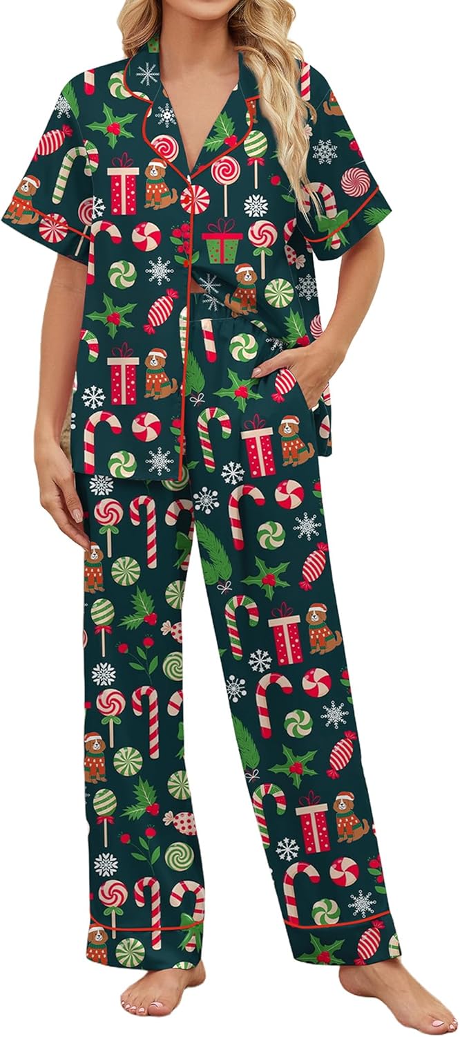 Satin Pajamas for Women Set - Comfortable Button Down Sleepwear