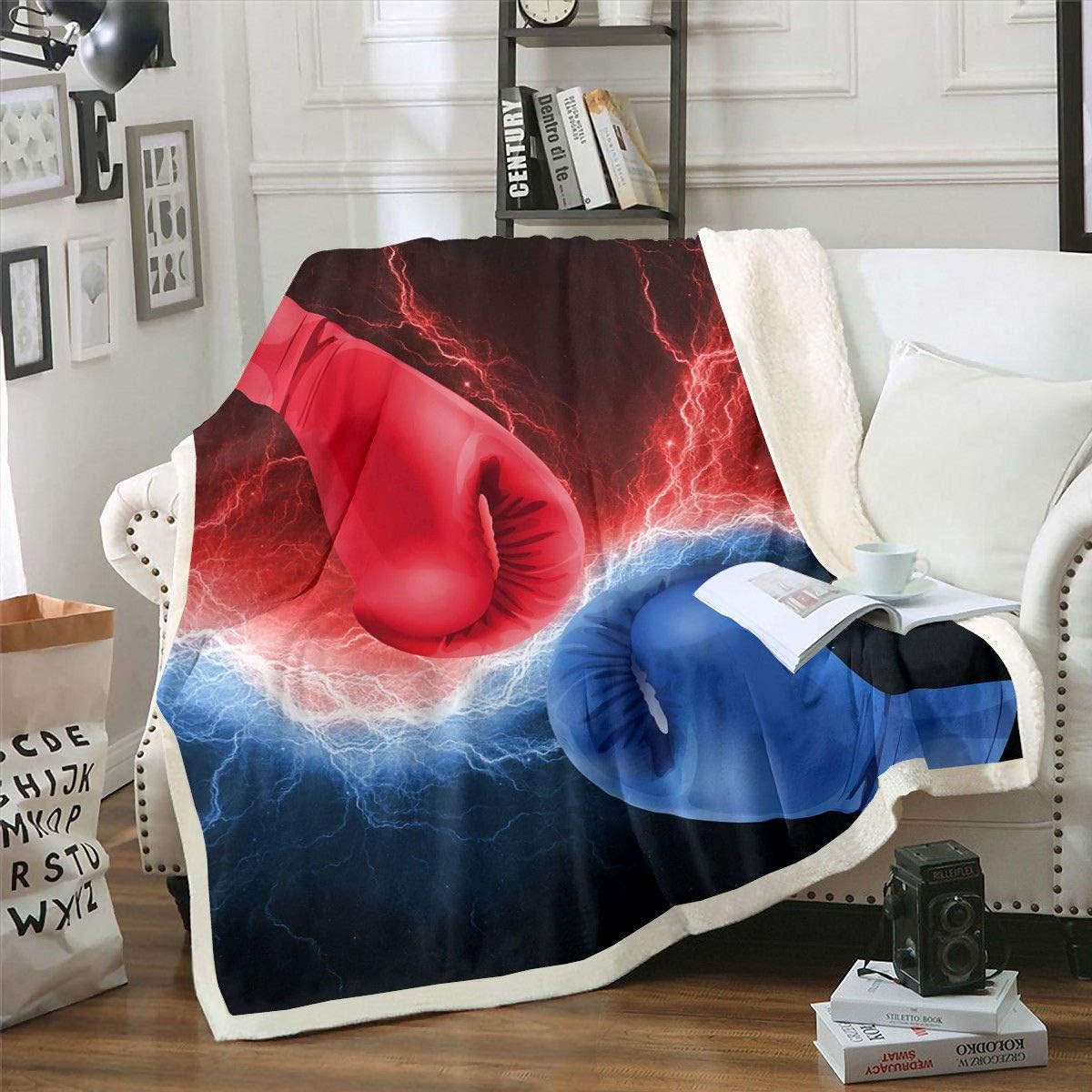 Lightning Boxing Sherpa Throw Blanket